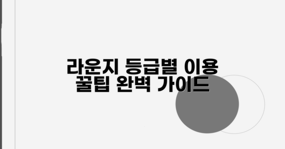 등급별 라운지 이용 방법 가이드