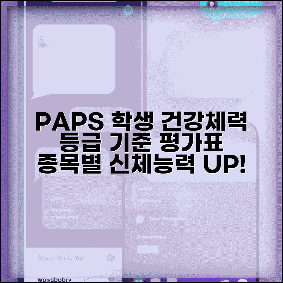 PAPS 기준표 학생 건강 체력 | 학생 신체능력 검사 종목별 등급 기준과 평가표